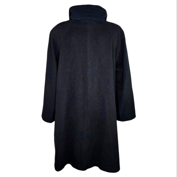 Vintage Larry Levine Black Wool Blend Coat w/ Attached Scarf Size 10 - Picture 7 of 10